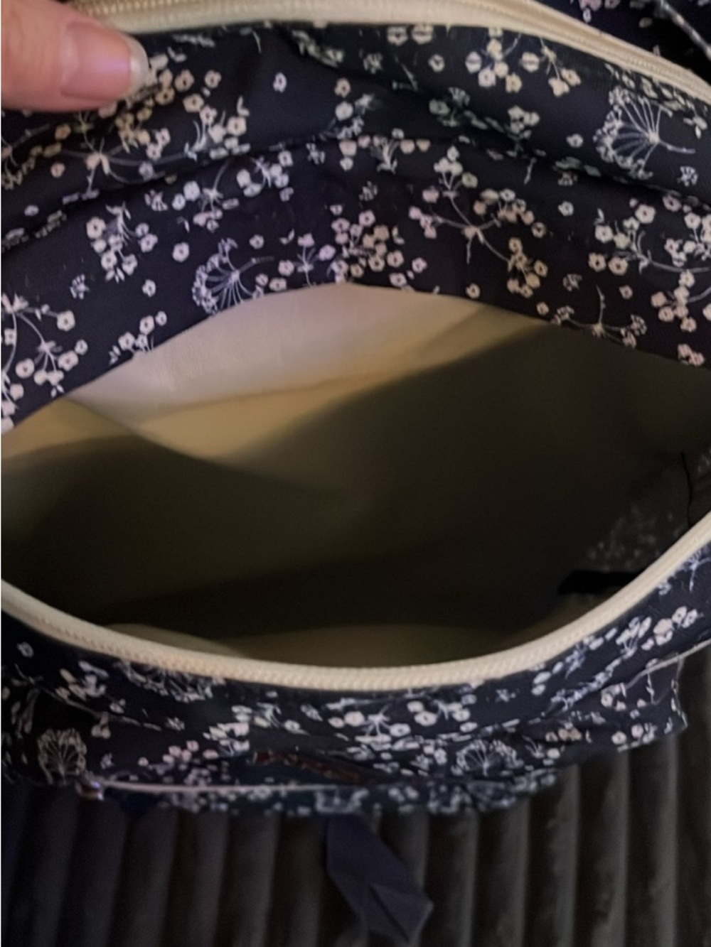 Jansport Navy Floral Backpack with Cream Accents - Picture 7 of 8